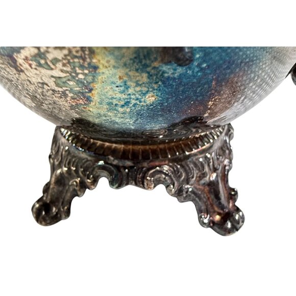 Vtg Pilgrim Silverplate Footed Creamer Sugar Bowl Set Ornate Handles Lid - Picture 7 of 11